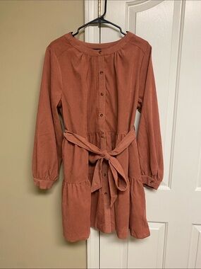 Simply Southern Rust Long Sleeve Tie-Waist Dress